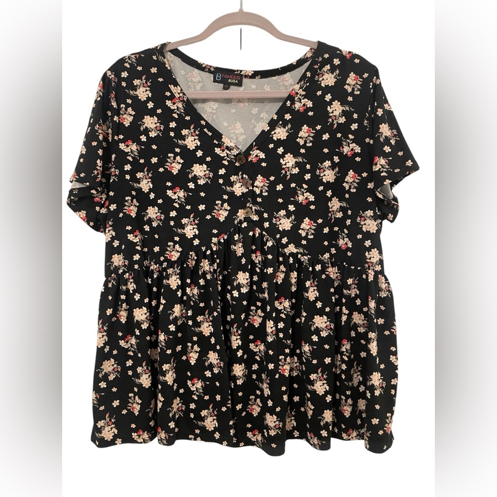 B Famous Baby Doll Blouse 2X